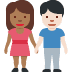 👩🏾‍🤝‍👨🏻 woman and man holding hands: medium-dark skin tone, light skin tone display on Twitter